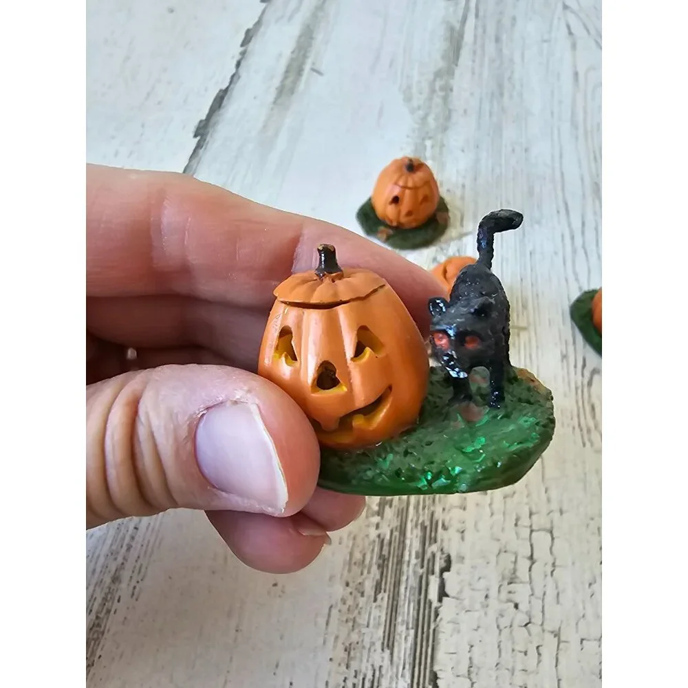 Lemax pumpkin‎ cat Halloween decor jack-o'-lantern accessories